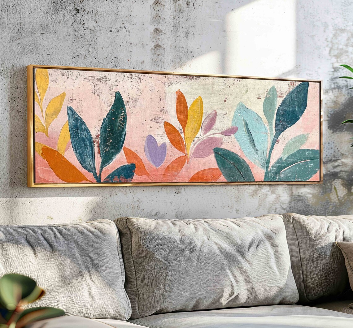 Vintage Horizontal Floral Art Print, Wide Panoramic