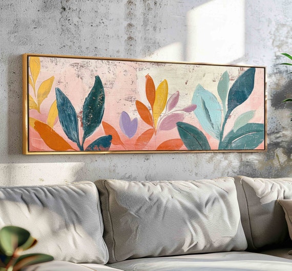 Vintage Horizontal Floral Art Print, Wide Panoramic