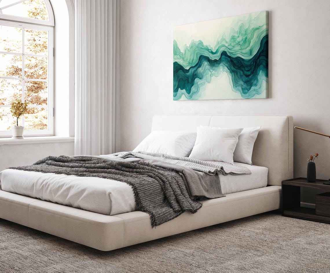 Green Fluid Watercolor Abstract Flowing Organic Modern Decor Print - Image 2