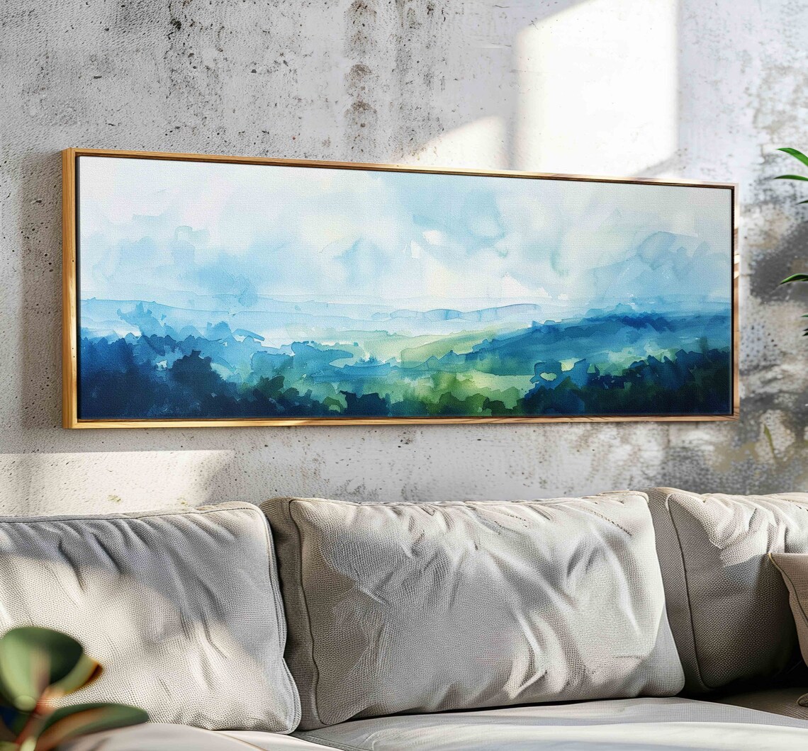 Modern Landscape Watercolor Panorama Art Print