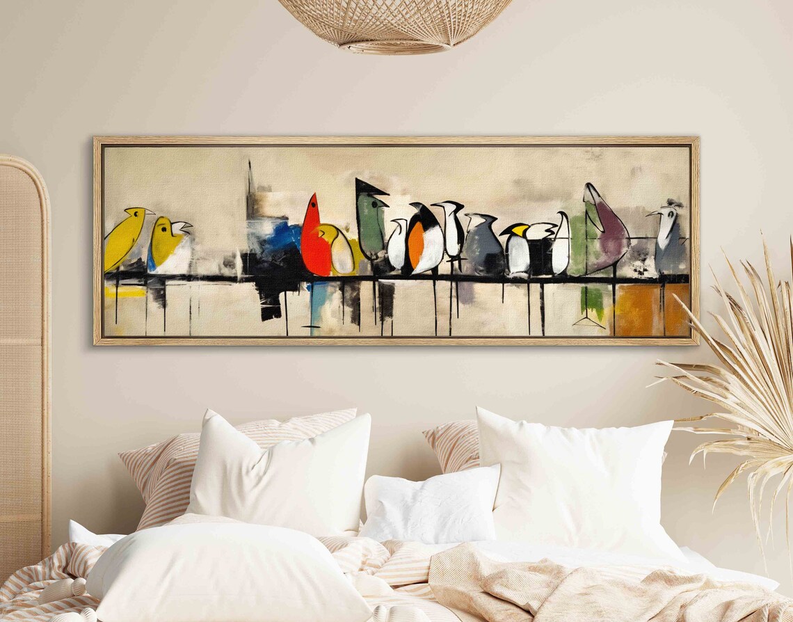 Birds On Wire Abstract Modern Horizontal Art Print - Image 2
