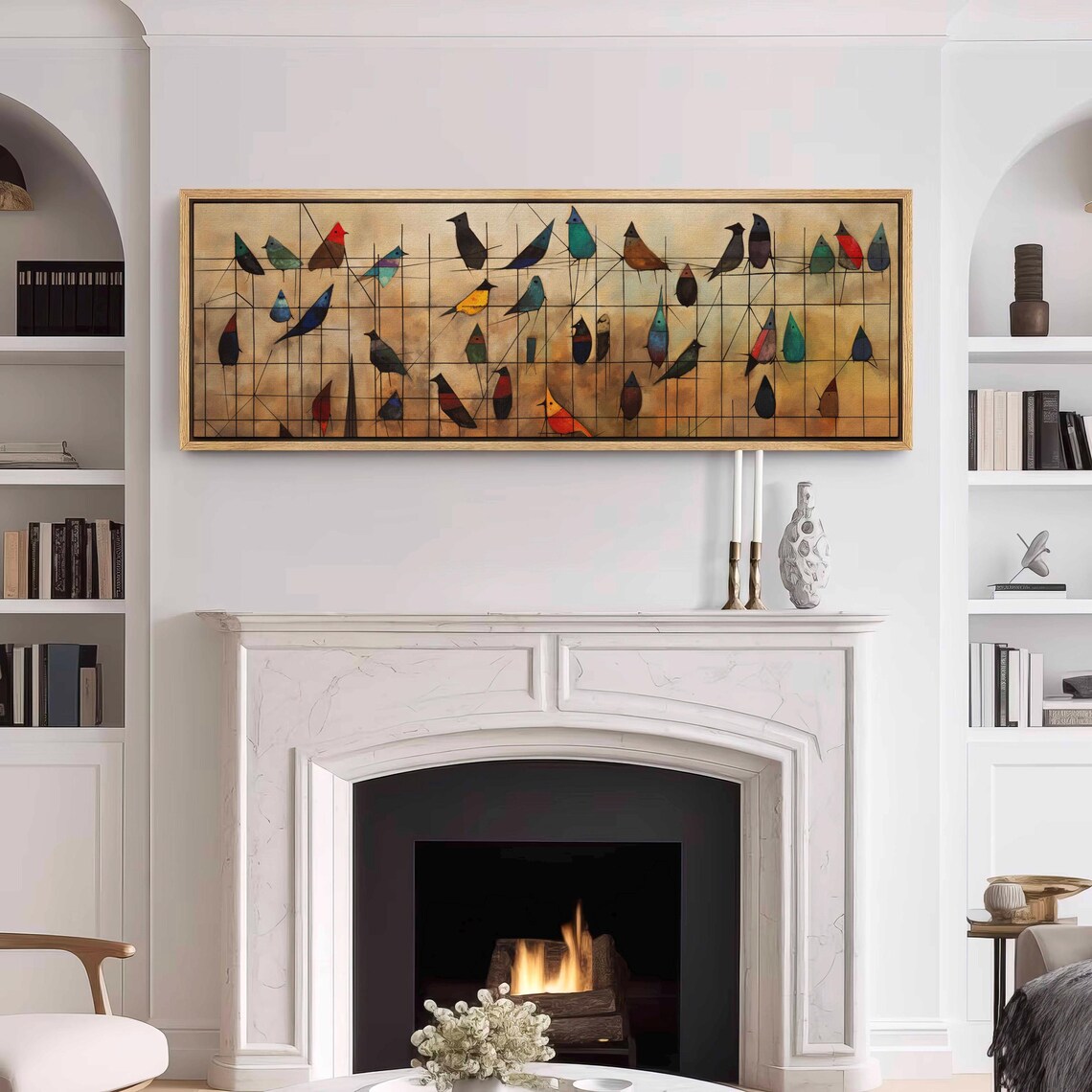 Birds On Wire, Mid-Century Modern Wall Art Print - Image 3