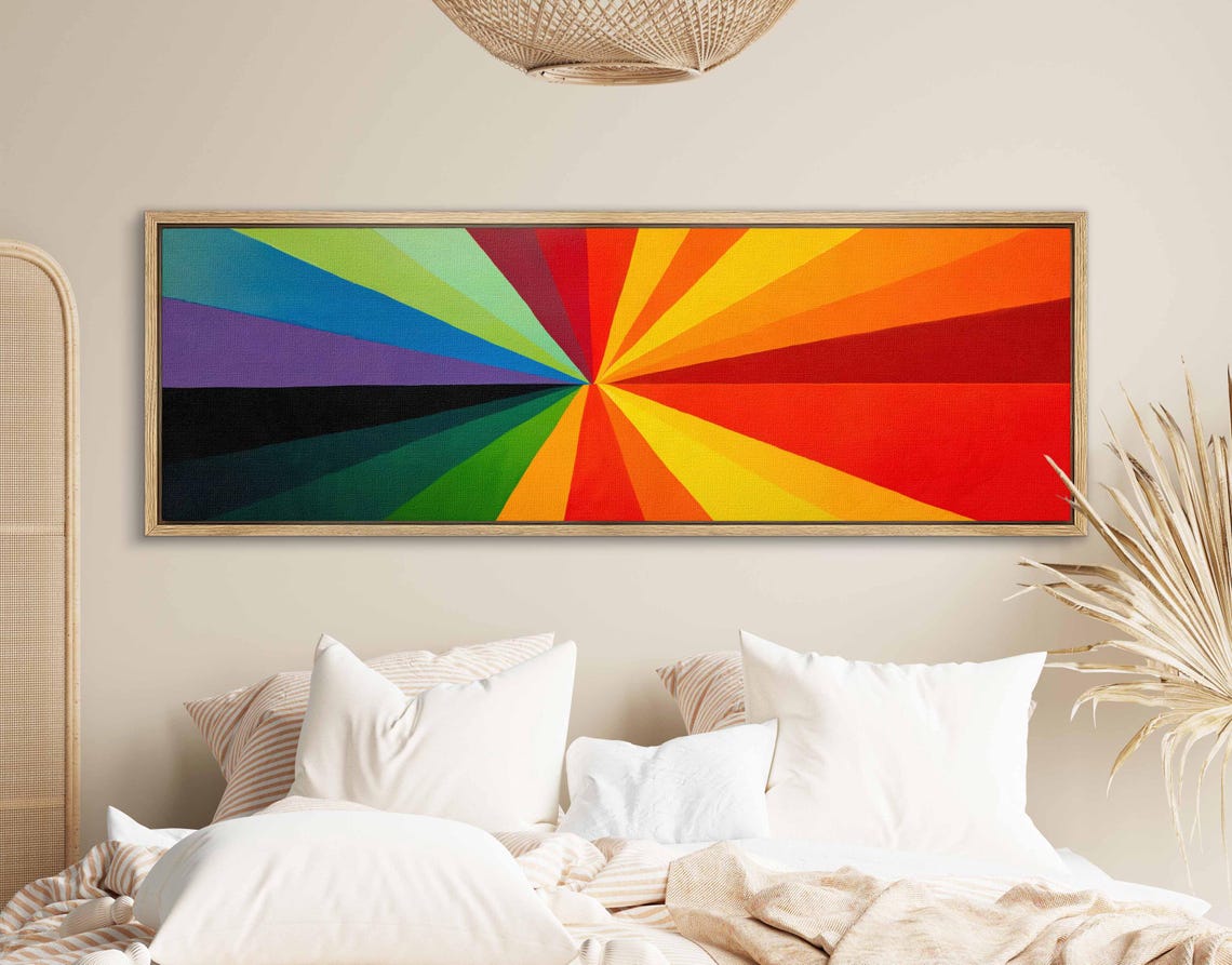 Rainbow Sunburst Radiating Rays Colorful Modern Minimalist Art Print - Image 2