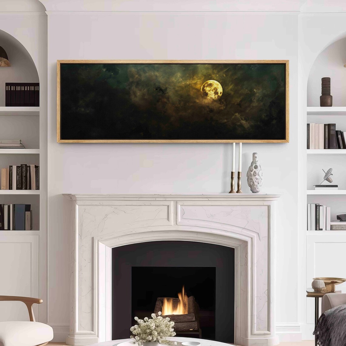 Moody Cloud Full Moon Art Print, Academia Style - Image 2