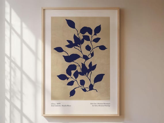 Blue Branches Poster, Scandi Style Botanical Art Print