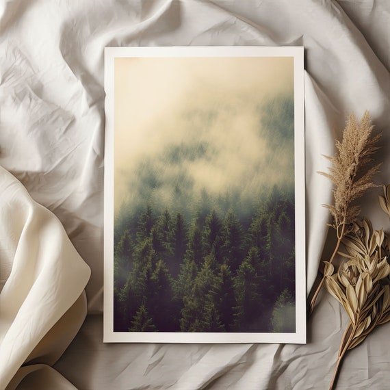 Forest In The Fog Poster Foggy Forest Mystical Nature Photography In Scandi Style Wafts Of Fog Over Trees