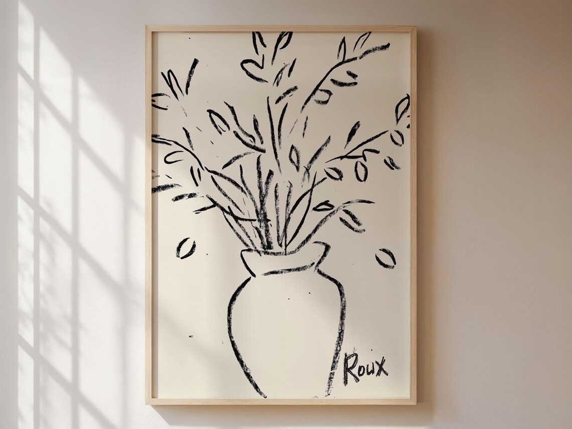 Minimalist Flower Poster, Line Art Art Print