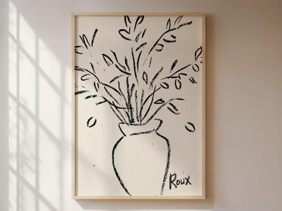 Minimalist Flower Poster, Line Art Art Print