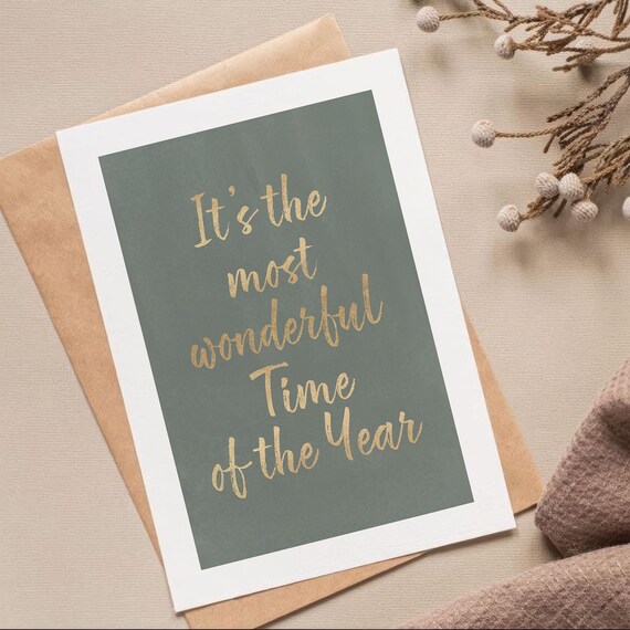 Most Wonderful Time Christmas Typography Poster