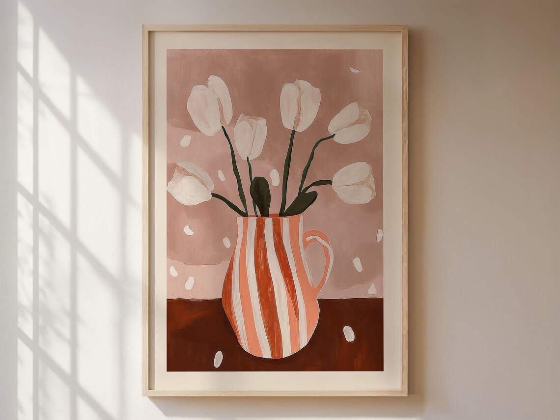 Tulips Poster, Abstract Illustration Art Print