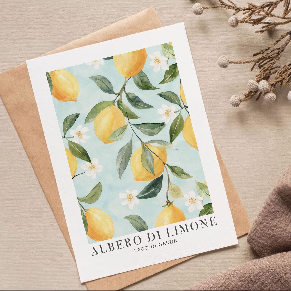 Lemon Tree Mediterranean Vintage Art Print
