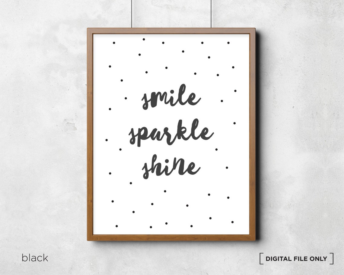 Smile Sparkle Shine Pastel Quote Colorful Nursery Poster Design - Image 2