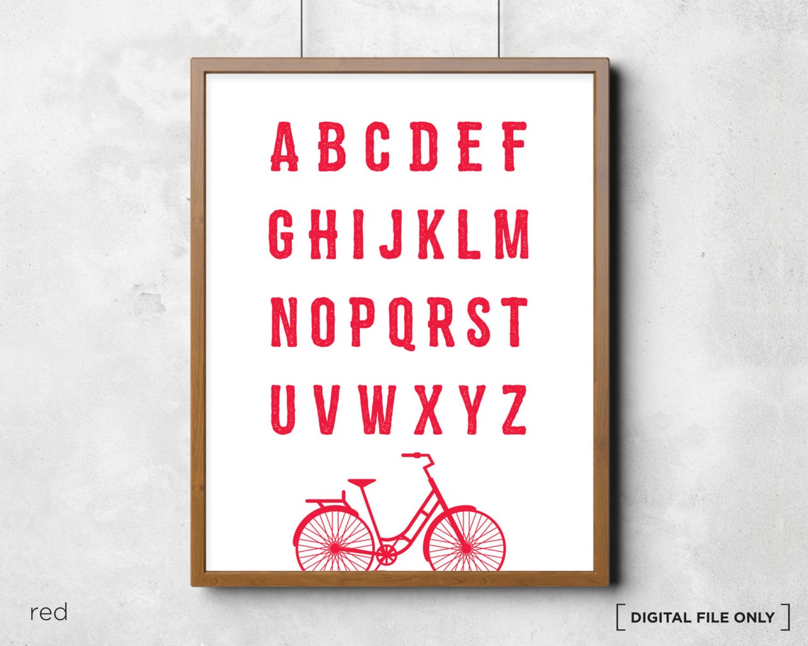 Blue Bicycle Alphabet Chart Kids ABC Educational Poster Design - Image 3