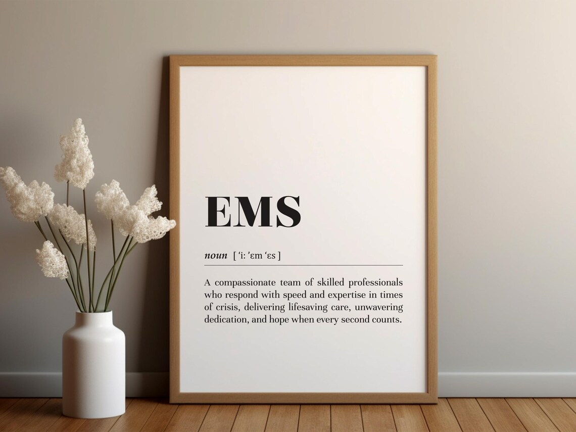 EMS Definition Poster Print, Paramedic Office Decor