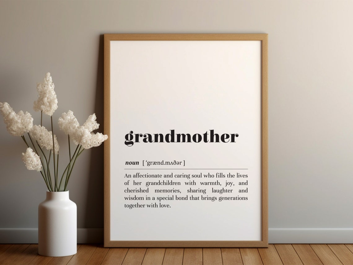 Grandmother Dictionary Definition Minimalist Grandma Gift Poster
