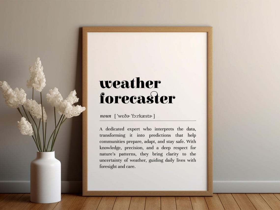 Weather Forecaster Definition Printinstant Downloadmeteorologist Giftweather Professional Appreciationtext Posterweather Office Decor