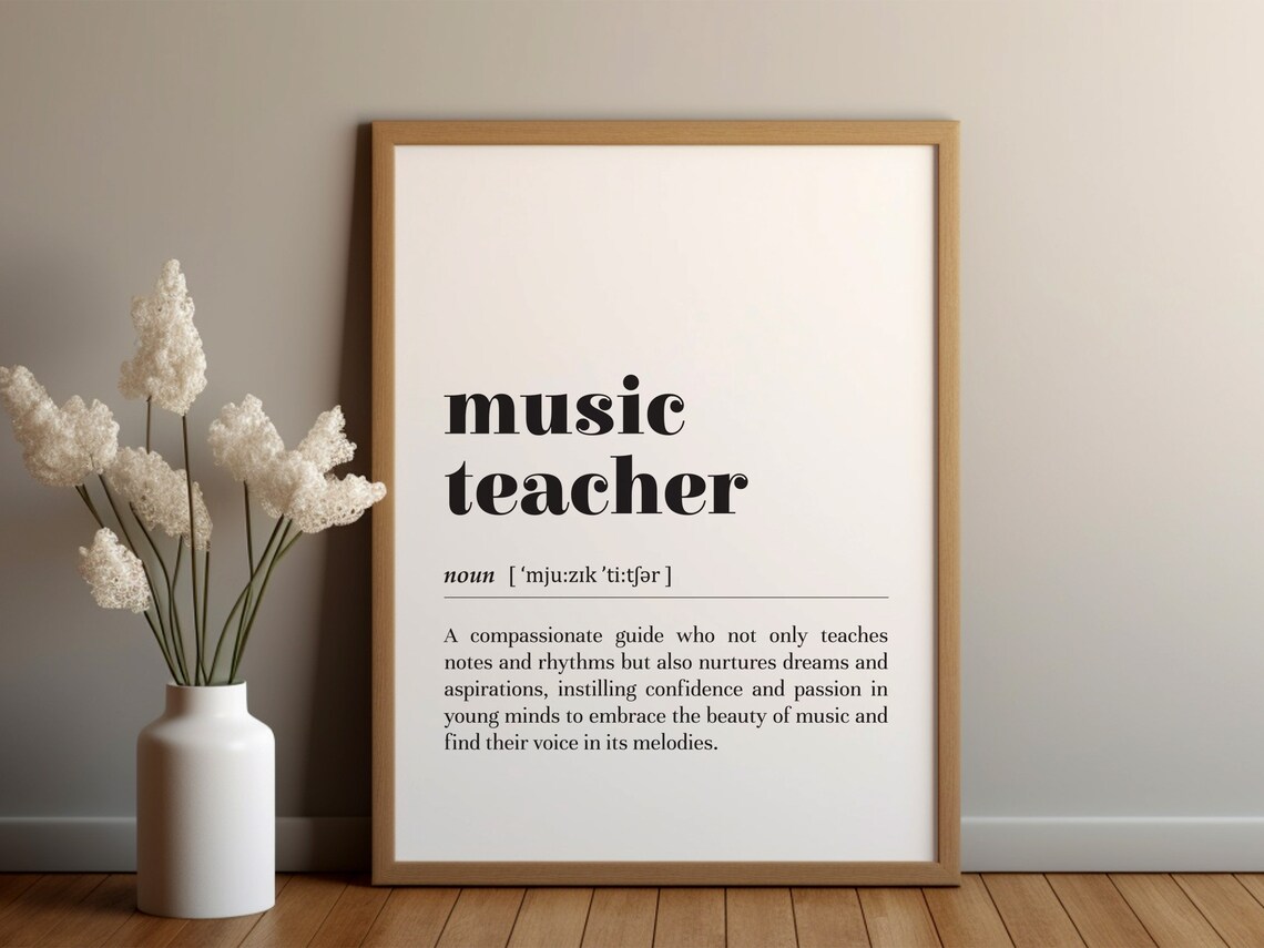 Music Teacher Definition Typography Poster Print