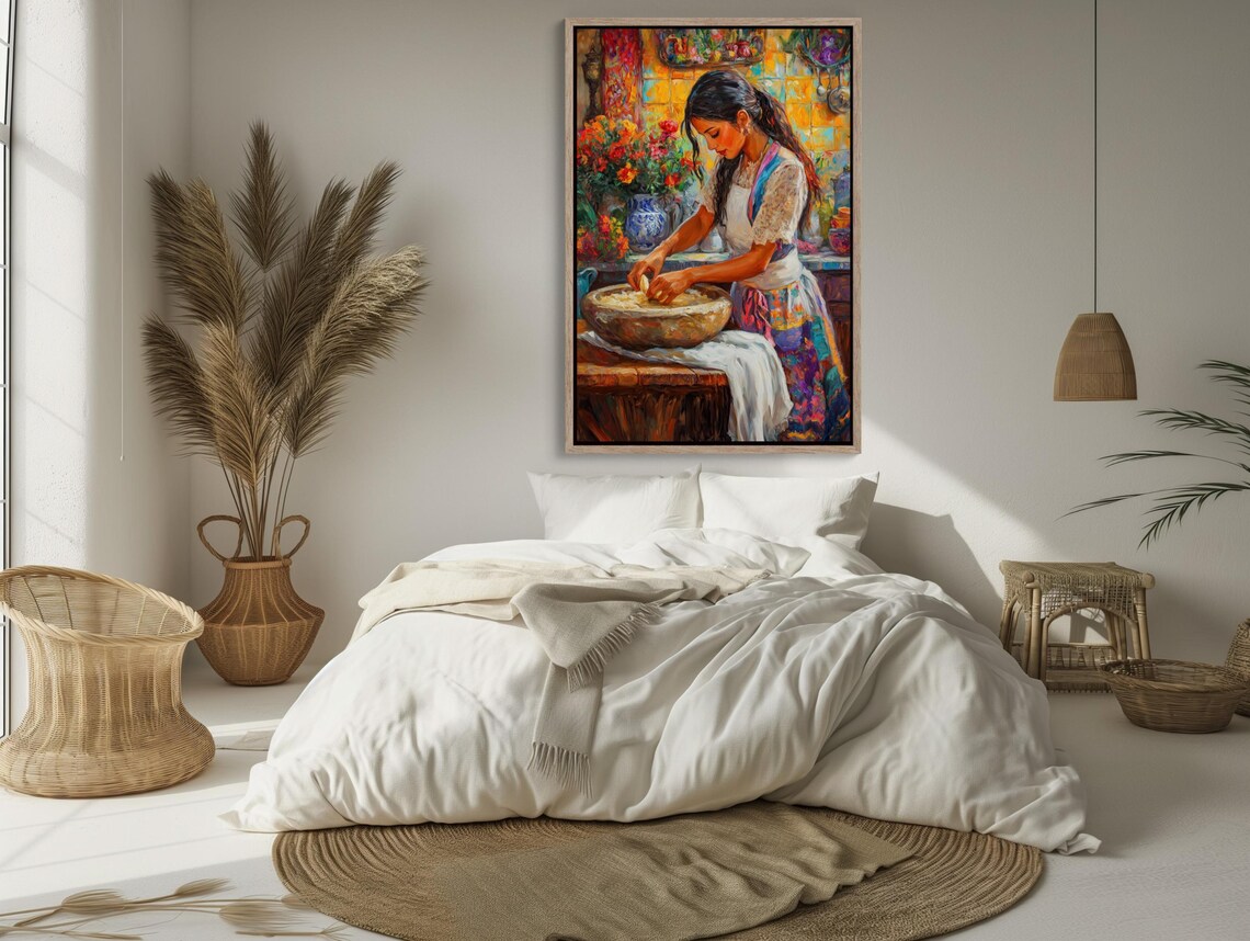 Mexican Girl Cooking Print, Traditional Kitchen Art - Image 2