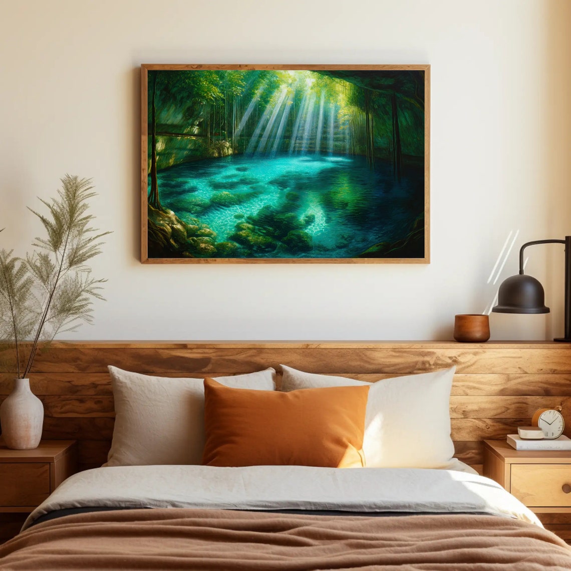 Hidden Turquoise Cenote Pool With Shafts of Jungle Sunlight Poster - Image 4