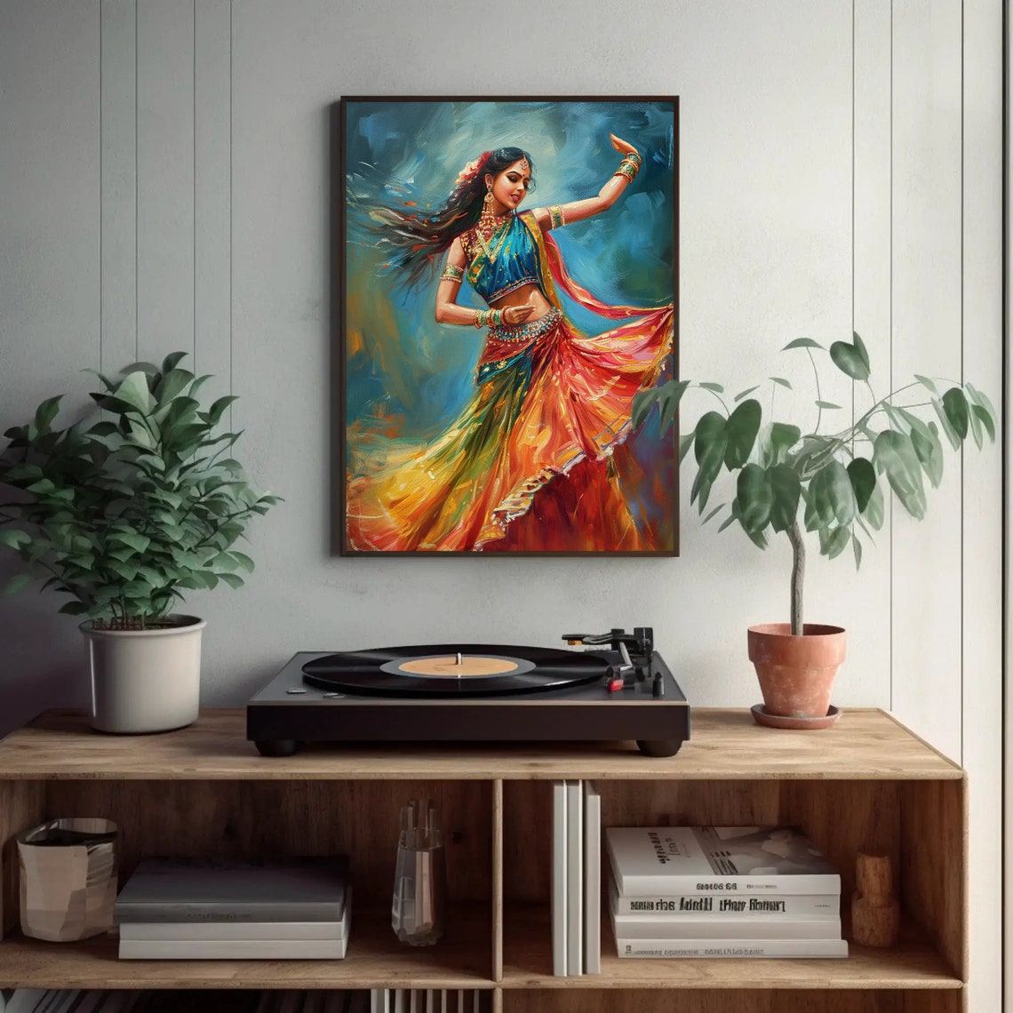 Indian Folk Dancer Colorful Swirling Dress Art Painting Poster - Image 3