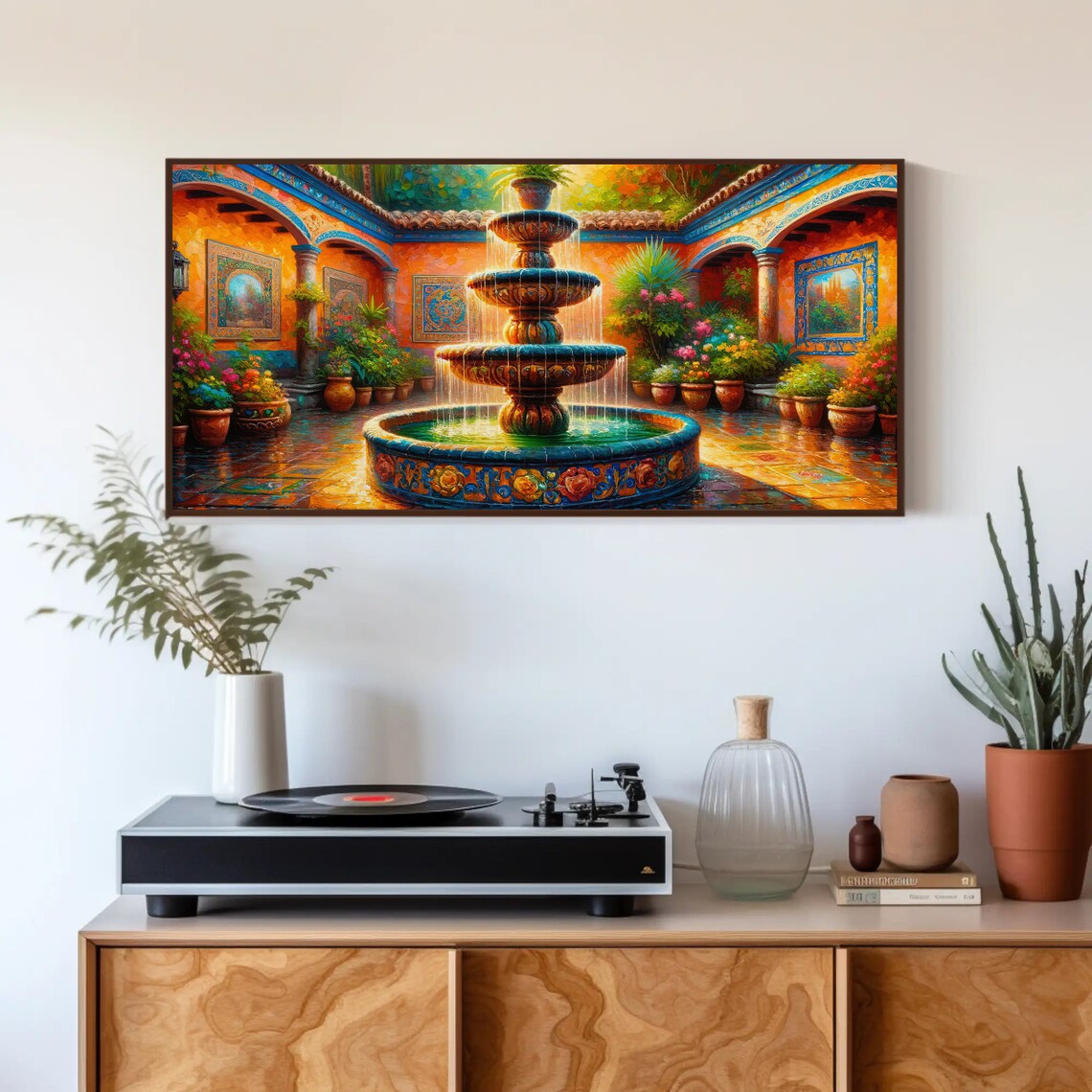 Sun Kissed Mexican Courtyard Garden, Traditional Art Print - Image 3
