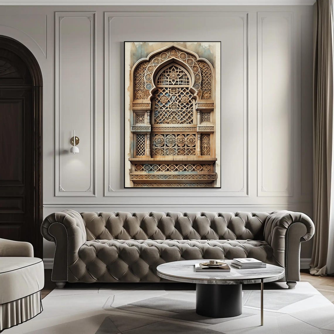Carved Rajasthani Jaali Window in Sandstone Latticework Art Poster - Image 4