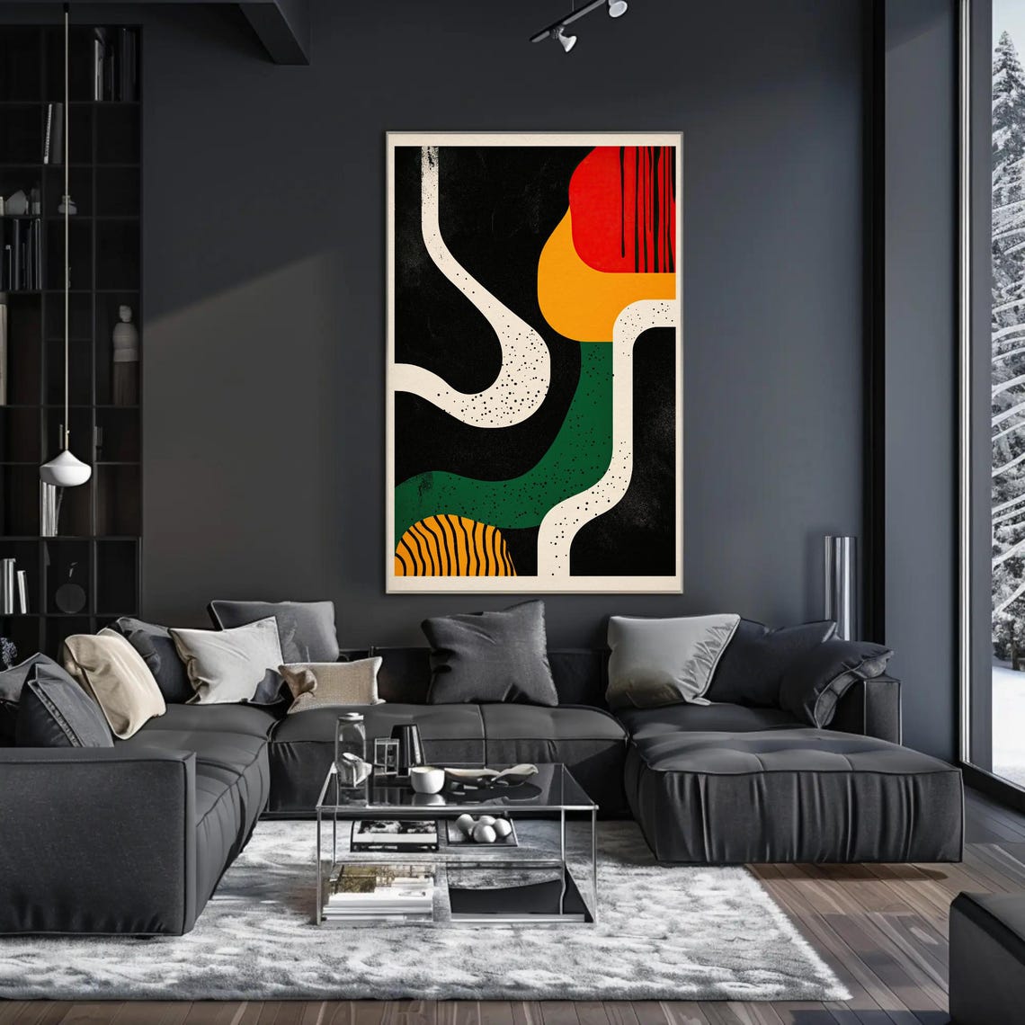 Abstract Black Gold Red Green Modern Colorful Graphic Poster - Image 3