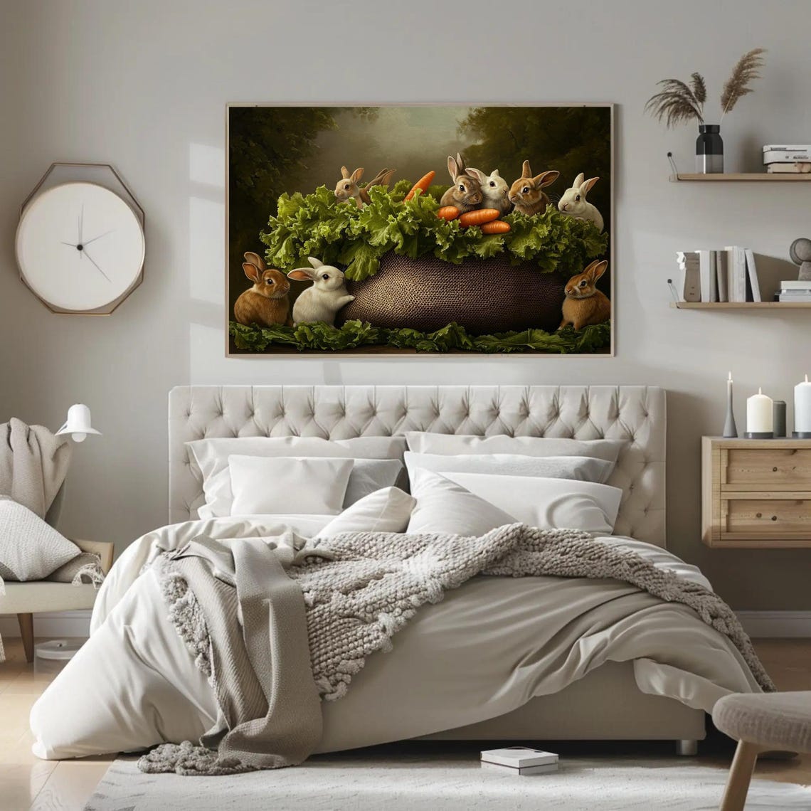 Whimsical Bunnies Around A Sack Of Lettuce And Carrots Poster - Image 3