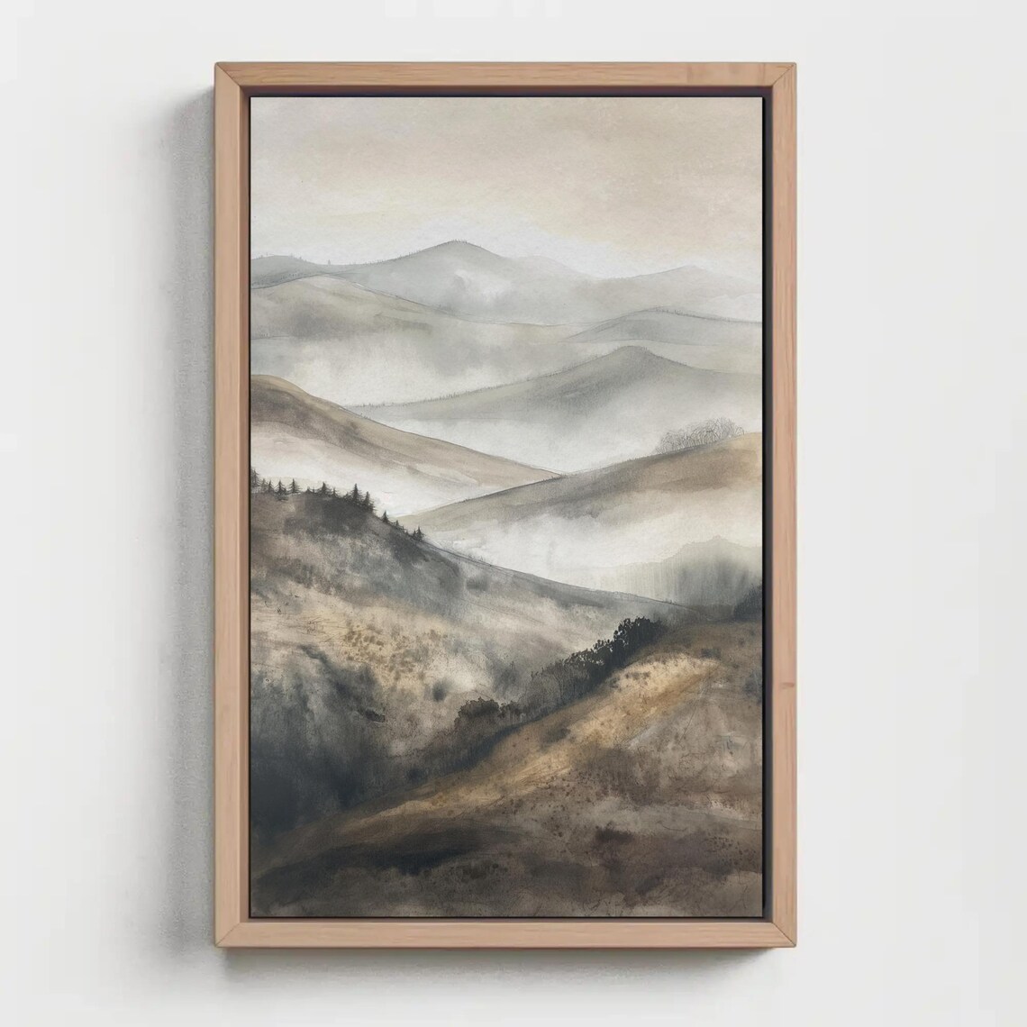 Foggy Hills And Mountains, Misty Landscape Art Print - Image 5