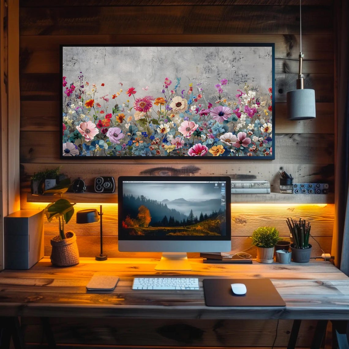 Wildflower Meadow Panoramic Colorful Blooming Garden Painting Poster - Image 4