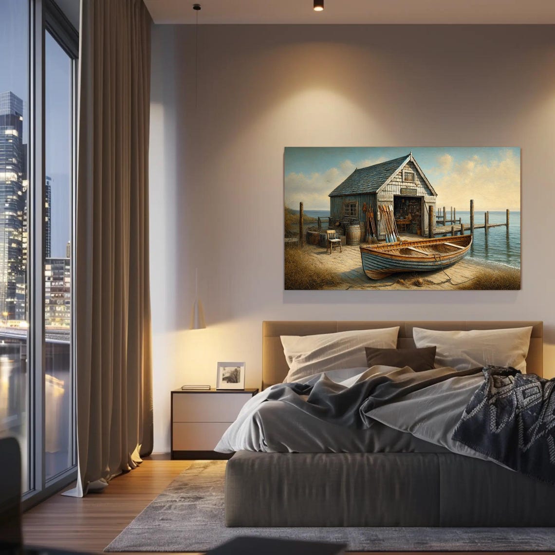Weathered Seaside Boathouse With Wooden Rowboat Coastal Poster - Image 5