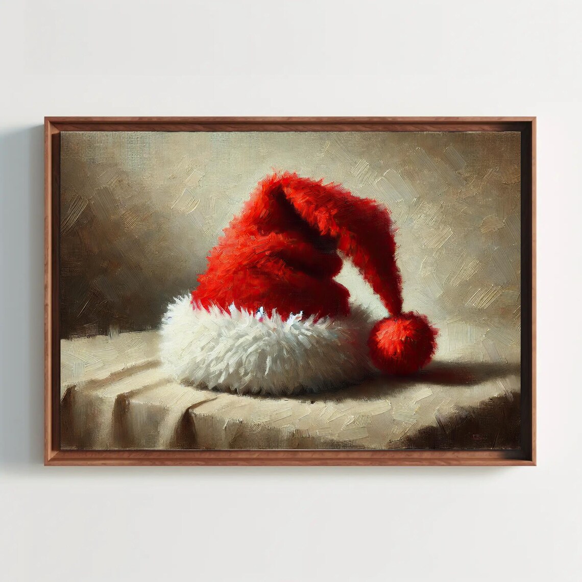 Rustic Christmas Santa Hat Holiday Decor Art Print