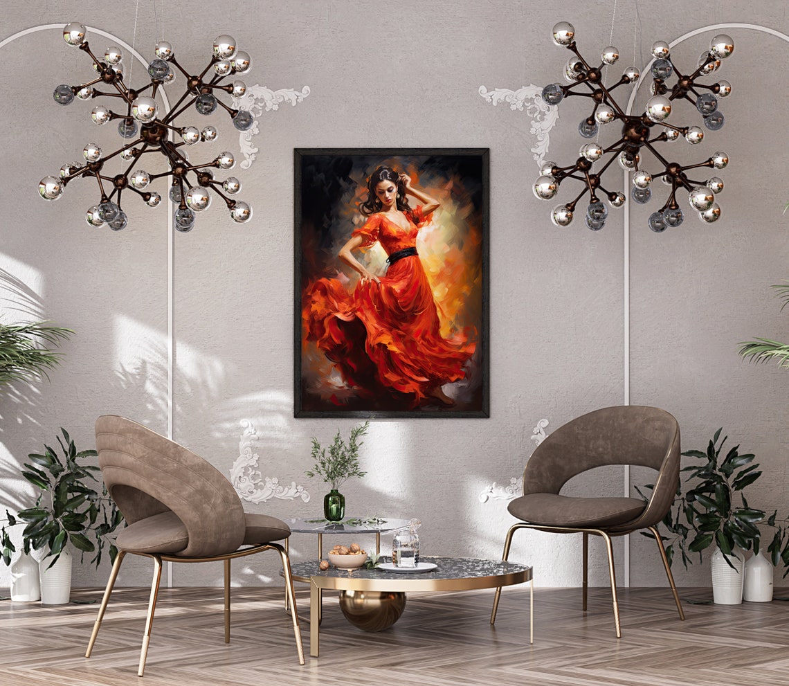 Flamenco Woman Dancing At Festival Flamenco Dance Painting Flamenco Art Spanish Home Decor Spanish Wall Art Mexican Gift - Image 3