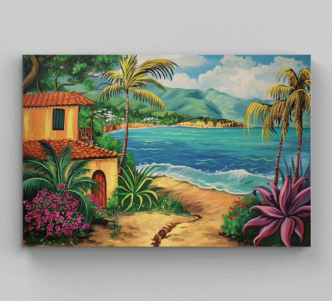 Puerto Rico Scenery Oil Painting Print Puerto Rican Painting Puerto Rico Wall Art Puerto Rico Home Decor Gift Ready To Hang