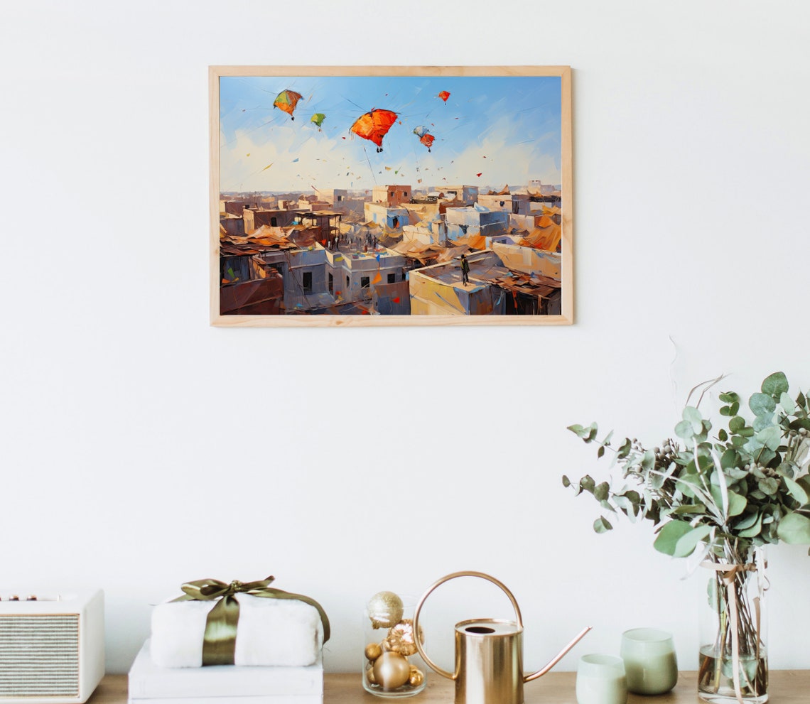 Colorful Kites Over Old City Rooftops India Kite Festival Art Poster - Image 5