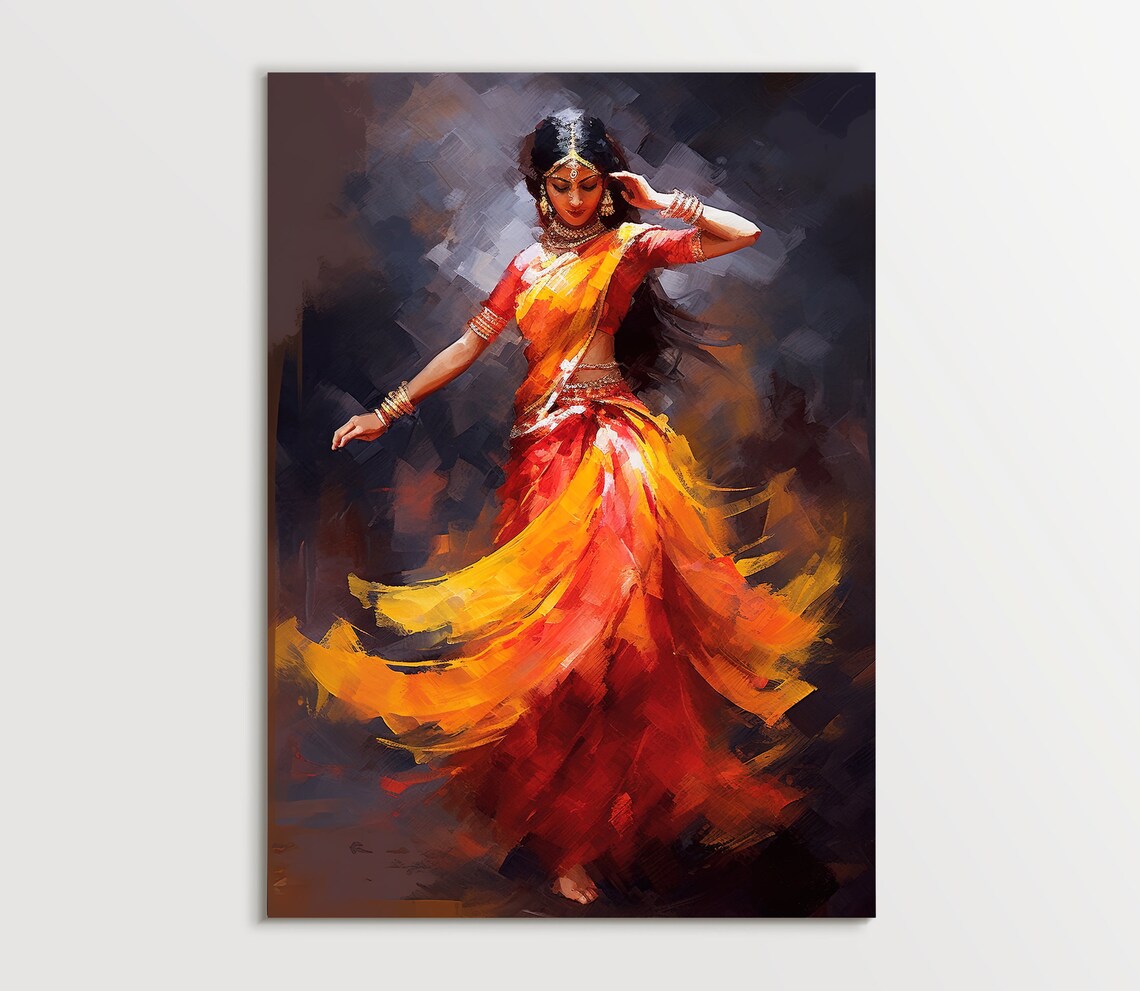 Indian Woman Folk Dance Art Print, Colorful Decor - Image 5