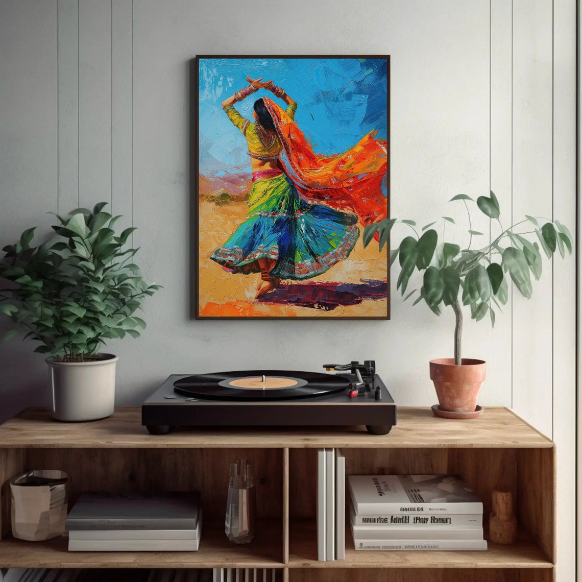 Indian Folk Dancer Twirling Colorful Traditional Dress Poster - Image 3