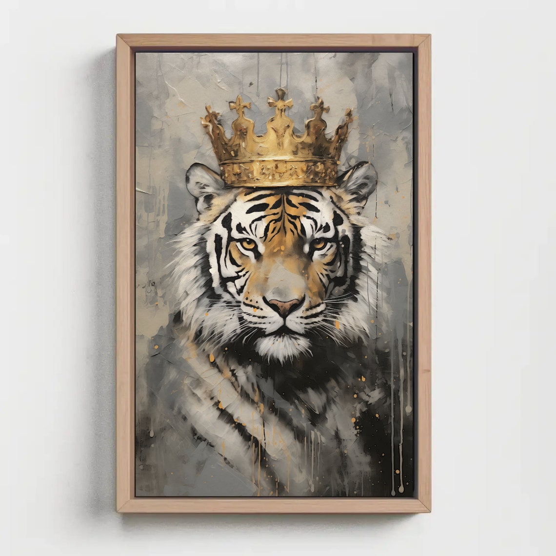 White Tiger Wearing Golden Crown Wildlife Portrait Art Poster - Image 5
