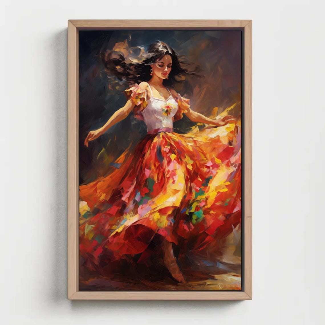 Mexican Folk Dancer Swirling In A Vibrant Floral Skirt Poster - Image 3