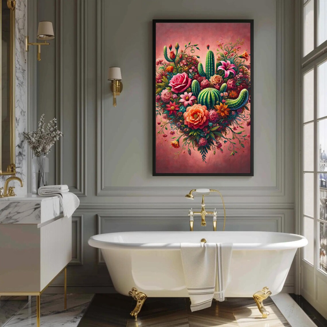 Mexican Corazon Blooming Heart Folk Art Print - Image 2