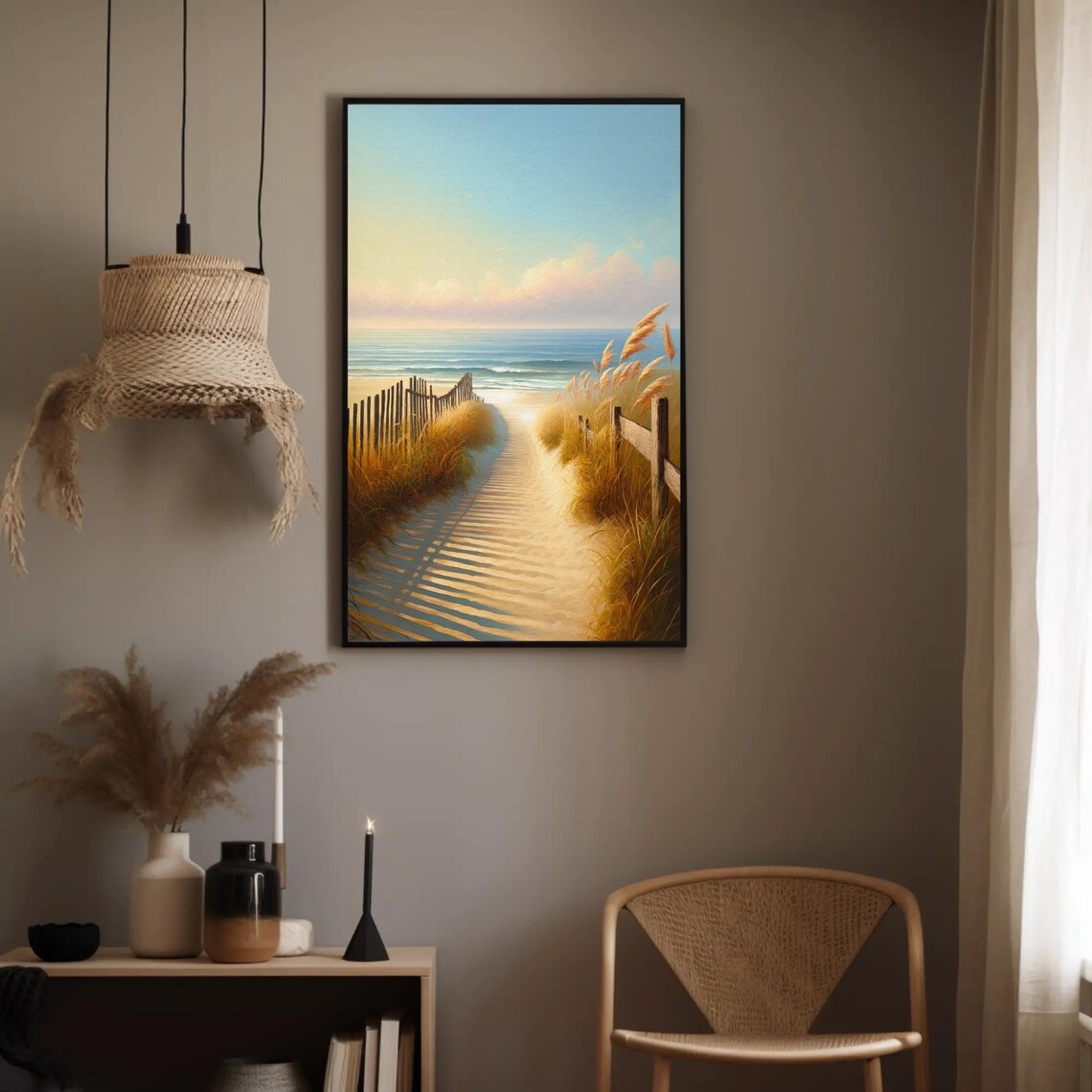 Pathway To The Ocean Vertical Oil Painting Art Print - Image 5