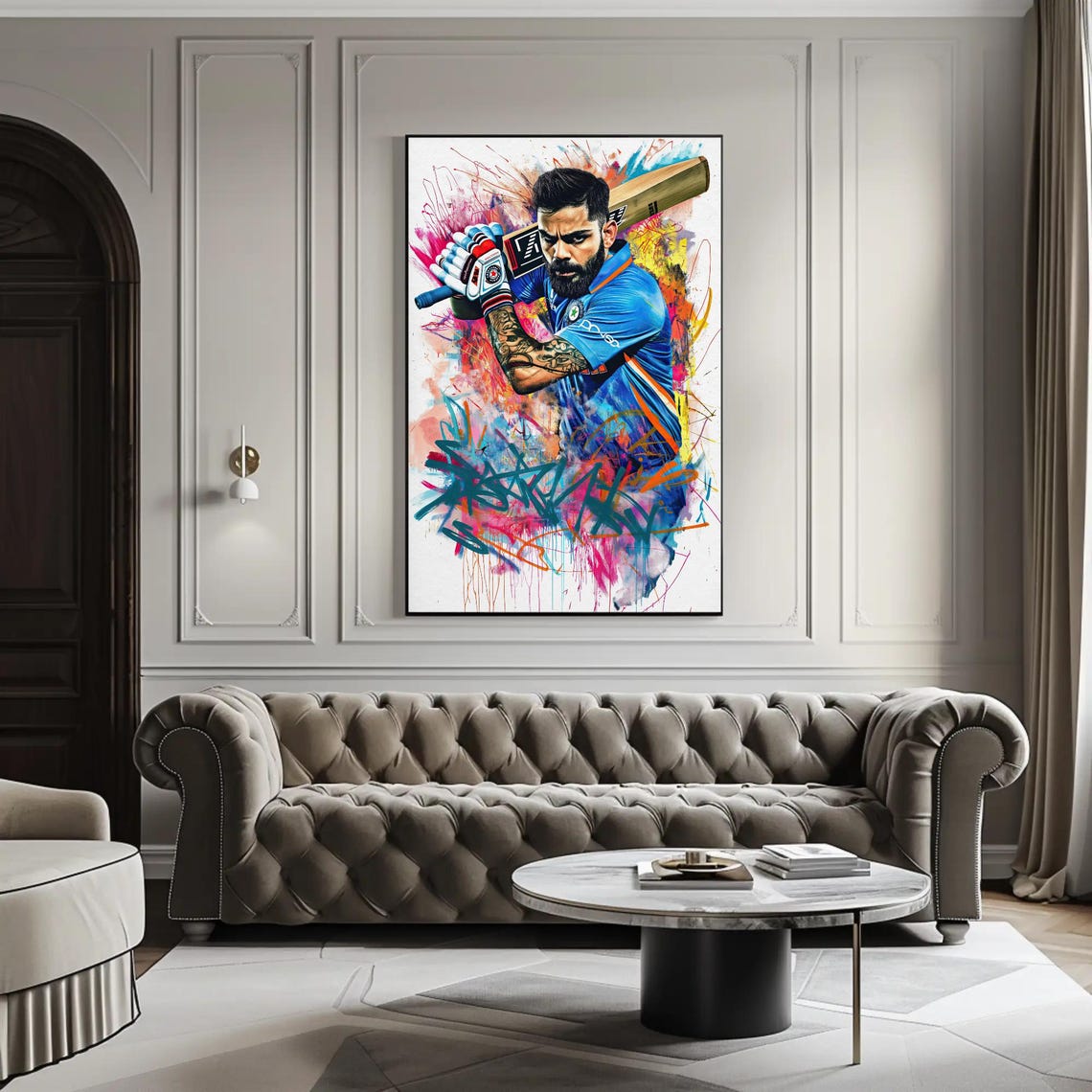 Virat Kohli Explosive Graffiti Style Cricket Batting Action Wall Art - Image 2