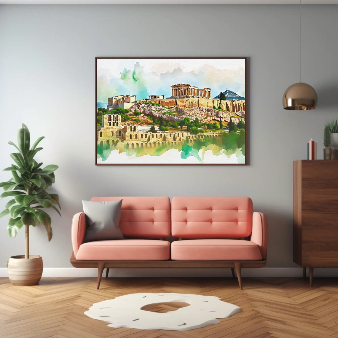 Athens Acropolis Parthenon Watercolor Ancient Landmark Poster - Image 3