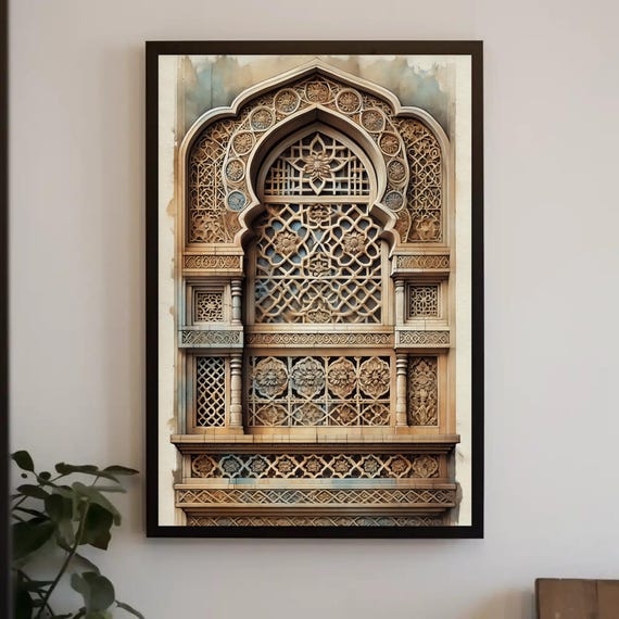Rajasthani Jaali Watercolor Print Jaipur Indian Painting Rajasthan Wall Art Traditional Indian Landscape Indian Home Decor