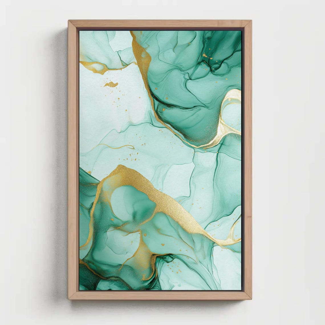 Emerald Green And Liquid Gold Marble Abstract Ink Art Poster - Image 5