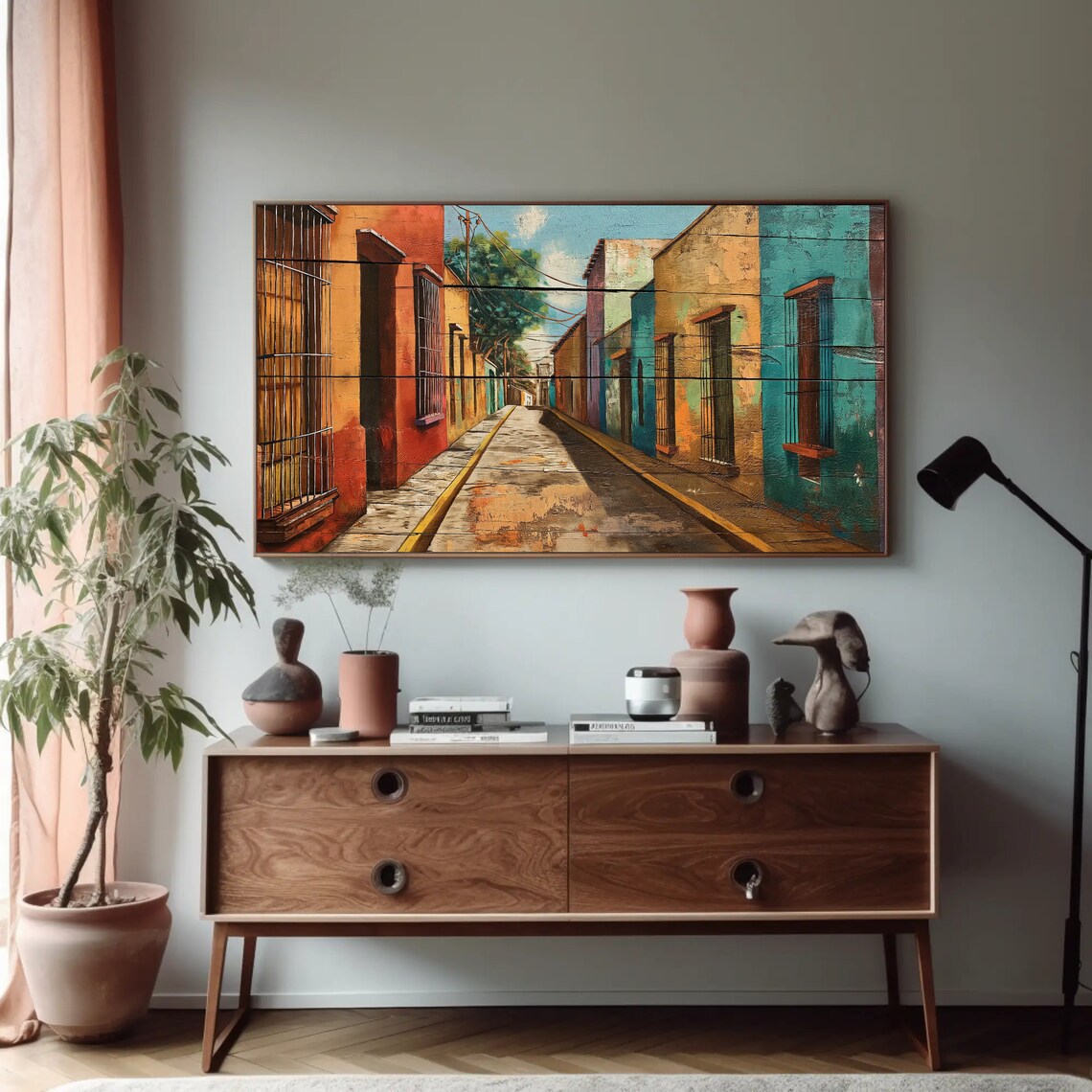 Mexican Street Painting, Wood Effect Art Print - Image 4