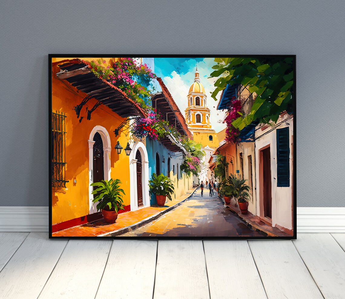 Colombia Art Deco Travel Poster, Cartagena Caribbean - Image 2