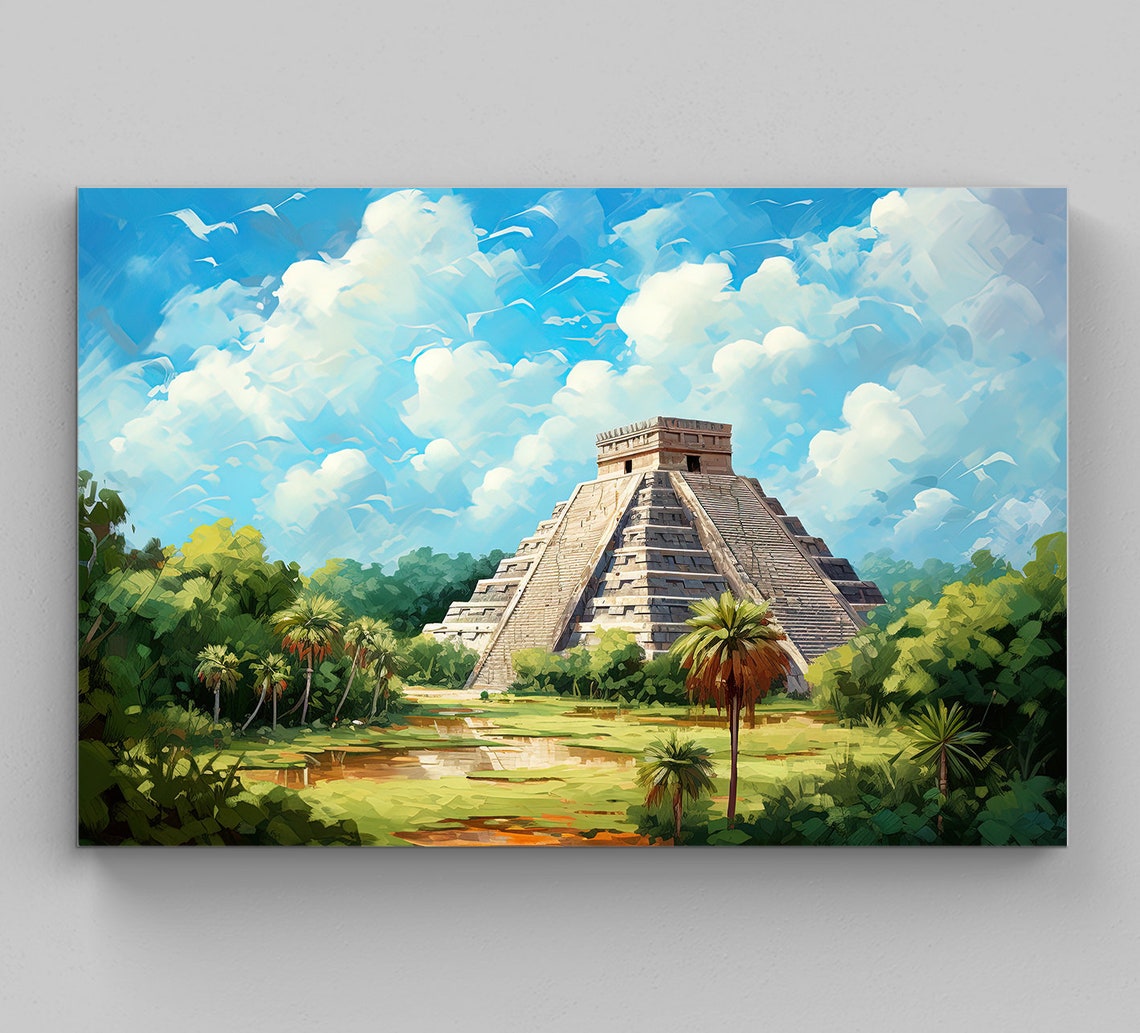 Chichen Itza Mayan Pyramid Jungle Mexico Ancient Ruins Travel Poster