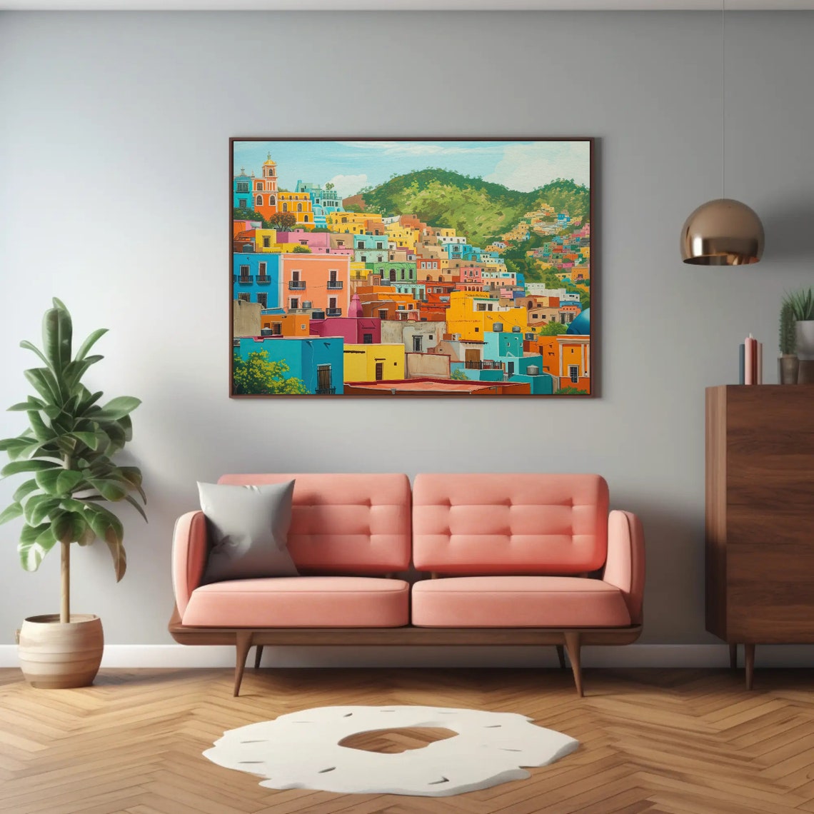 Colorful Guanajuato Mexico Hillside Town Panorama Travel Wall Poster - Image 4