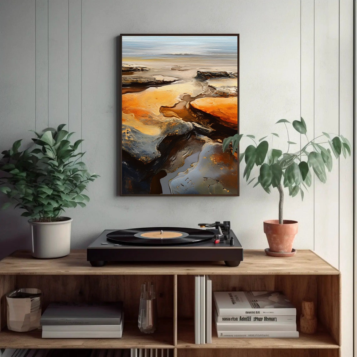 Abstract Beach Rocks Golden Tide Pools Ocean Shoreline Poster - Image 2